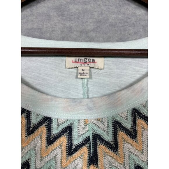 Umgee Women's Boho‎ Zigzag Chevron Crochet Top Sz M T-Shirt Casual - Picture 2 of 5